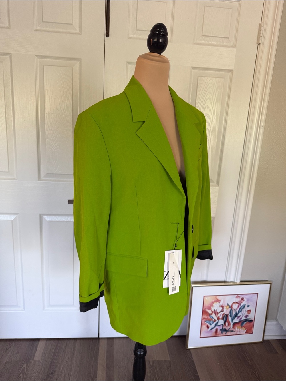 Zara Lime Green Single-Button Oversized Blazer - Picture 3 of 11